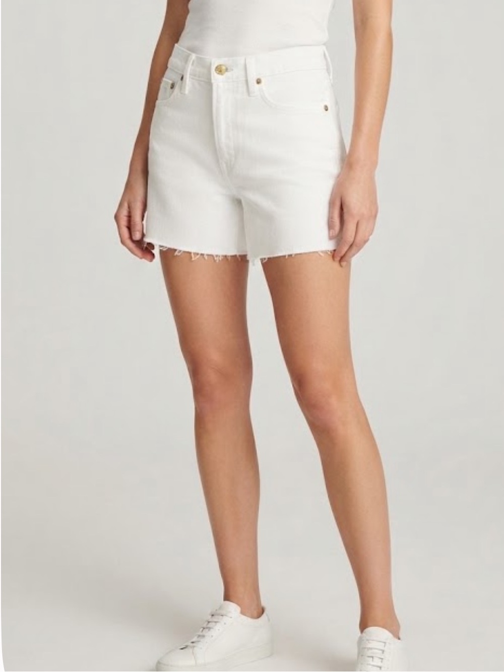 J. CREW White Denim Cut Off Shorts High Rise Raw Hem Size 24 NWOT